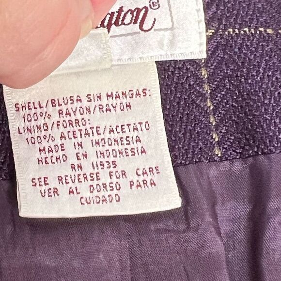 Worthington NWT purple window check double breasted blazer size 16 - Picture 9 of 14